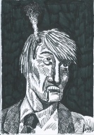 Colpo in testa, disegno di Igor Belansky a corredo del noir A di là della porta